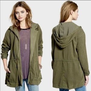 Free People Military Zip Up Hoodie Cinched Waist Jacket Size XS